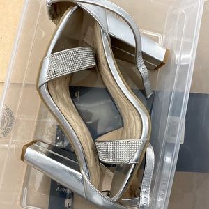 Blingy Strap Heel in Silver